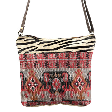 OHLAY KB354 Cross Body Upcycled Wool Upcycled Canvas Hair-On Genuine Leather women bag western handbag purse